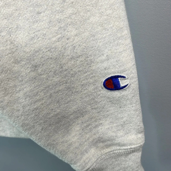 Champion Reverse Weave Hoodie Light Grey Baggy Oversized Ribbed Sides Pocket Sm - Picture 6 of 12